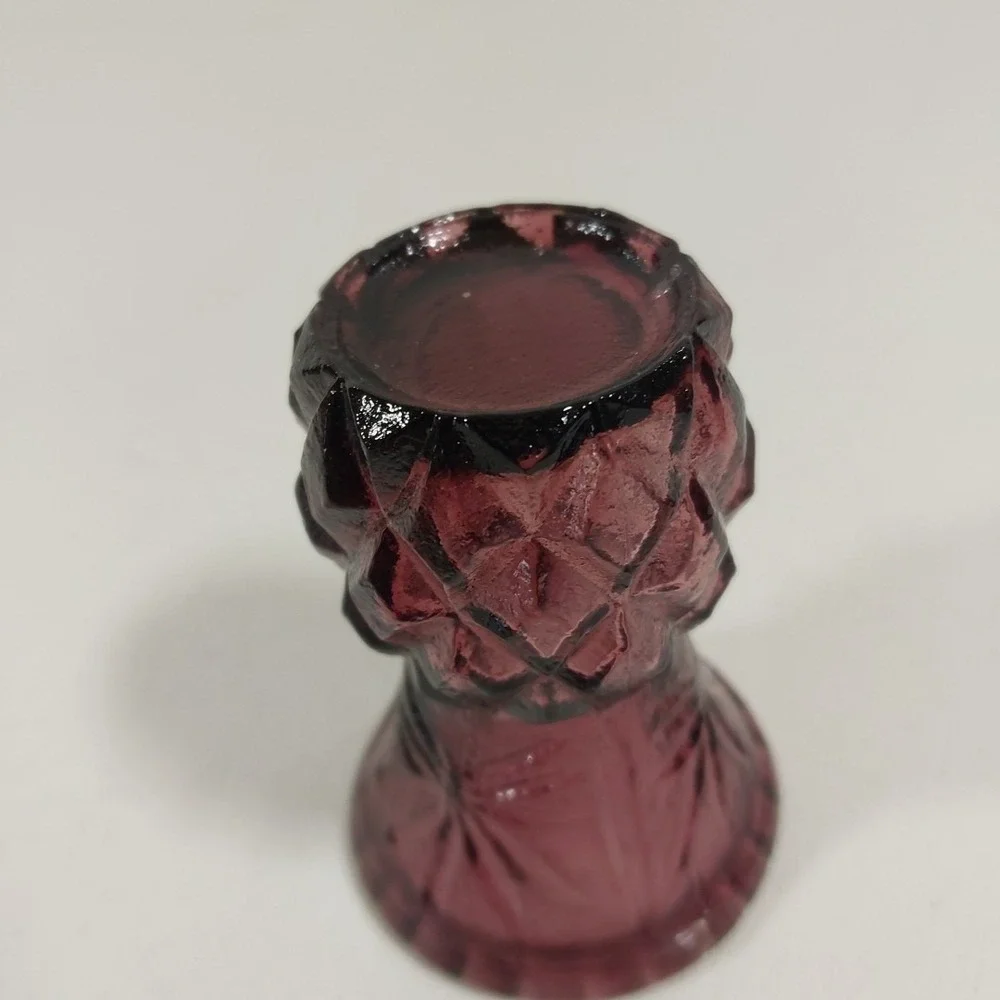 Vintage Purple Dark Amethyst Mini Bud Vase Toothpick Holder 2 1/4